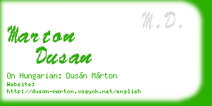 marton dusan business card